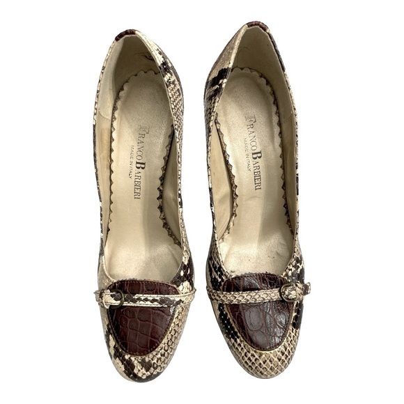Flawless leather sole snakeskin Franco Barbieri pumps size 6.5 M - Picture 9 of 13